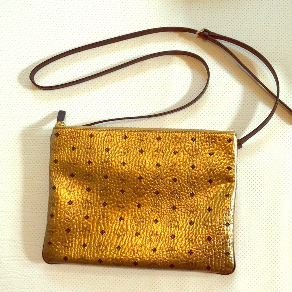 Gold MCM Crossbody/Clutch